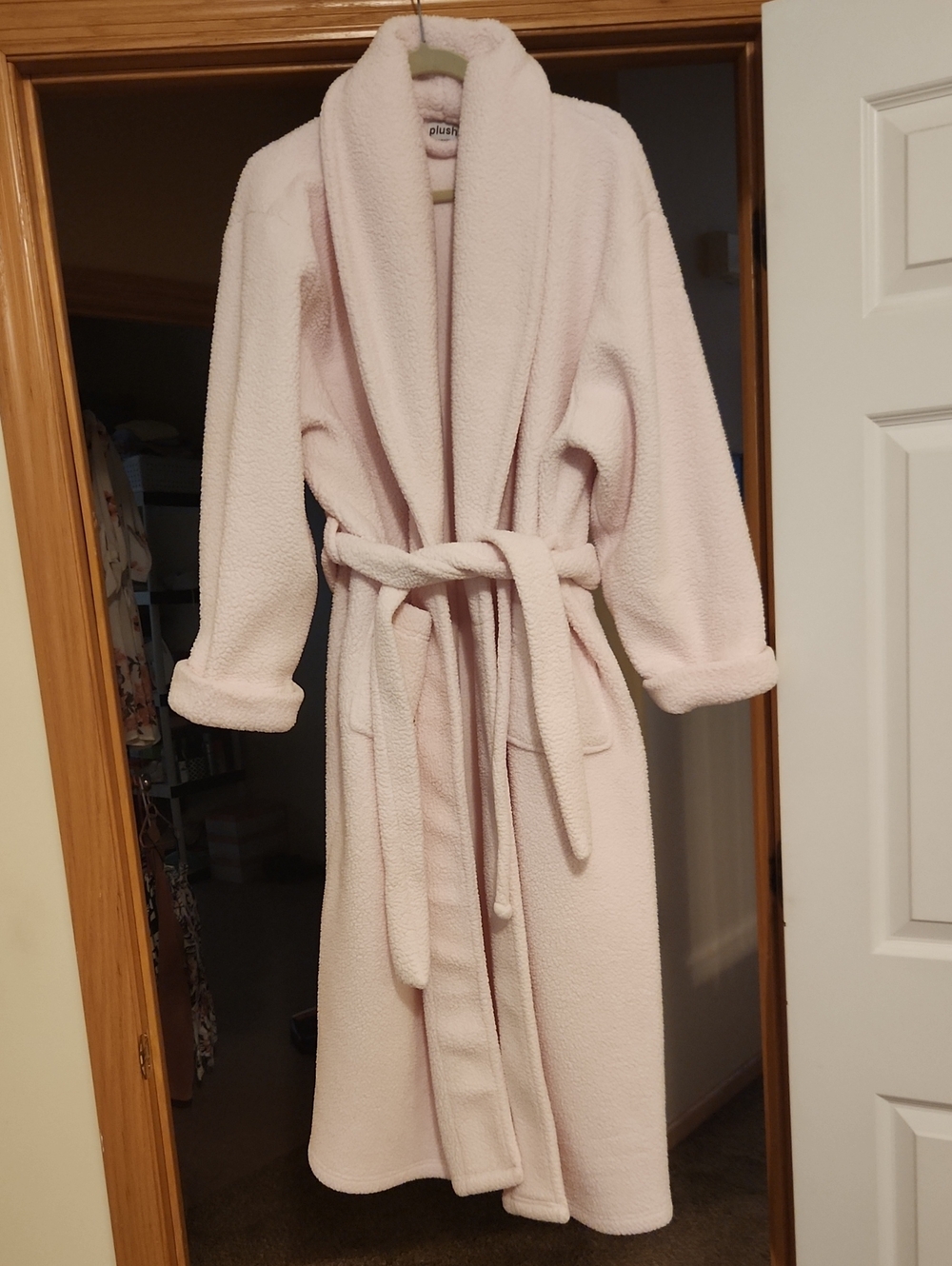 Cozy Plush Long Robe Jacket - Light Pink